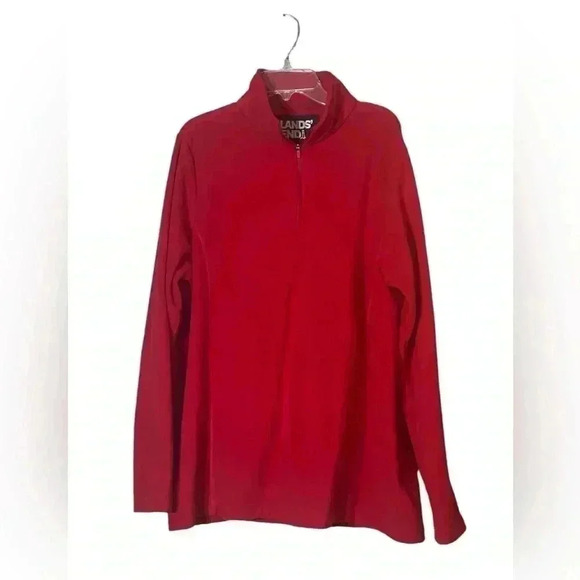 Lands’ End Women’s Red Fleece 1/4 Zip Pullover Size XL Warm Cozy Classic - Picture 1 of 8